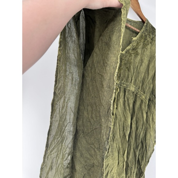 Tie Dye Poncho Top embroidered Green Festival Boho Hippie Beach coverup goblin - Picture 4 of 9